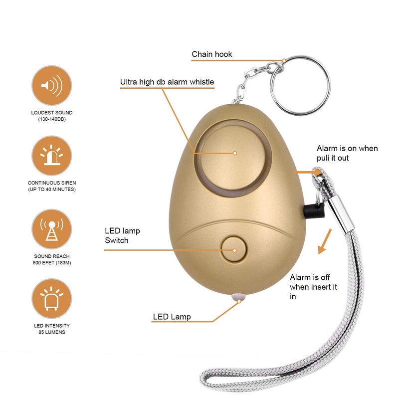 KOSIN Safe Sound Personal Alarm, 6 Pack 140DB Personal Security Alarm Keychain with LED Lights, Emergency Safety Alarm for Women, Men, Children, Elderly1 - Image 3